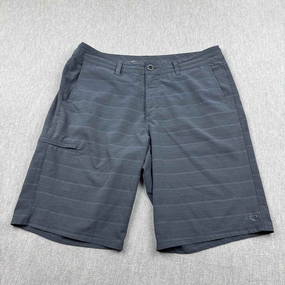 O'neill Crossover Shorts Men 34 Blue Striped Hybrid Chino Lightweight Swim Board